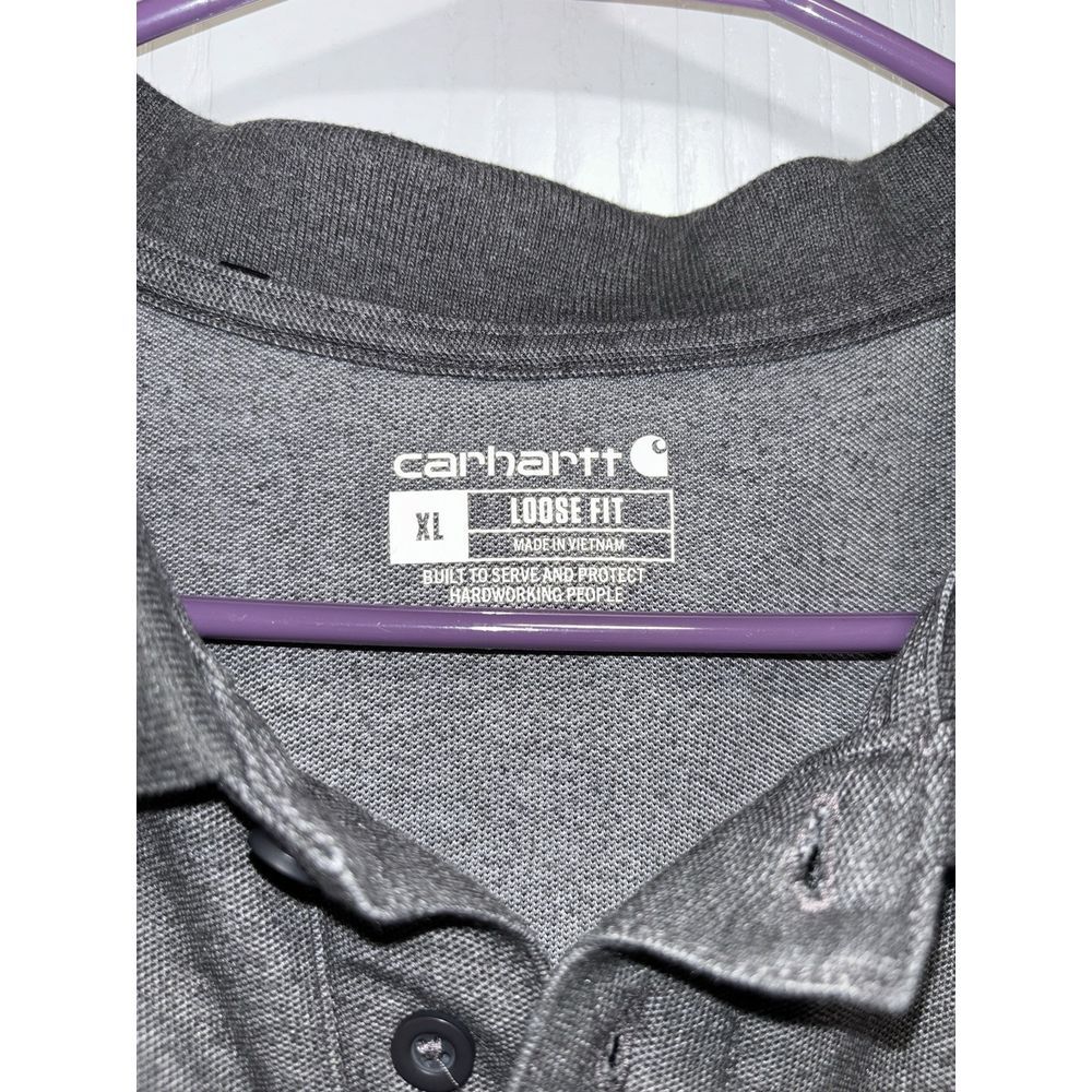 Carhartt Polo Shirt Men's XL Gray Loose Fit Midweight Pocket - Picture 3 of 4